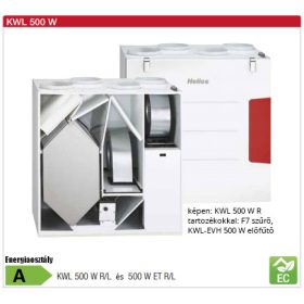   HELIOS KWL 500 W R - hővisszanyerős szellőztető, easyControls 3.0, EC motorral, fali kivitel