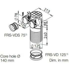   HELIOS FRS-DWK 2-75/125 FlexPipe plus - Mennyezeti csatlakozó NÁ75, NÁ125-ös